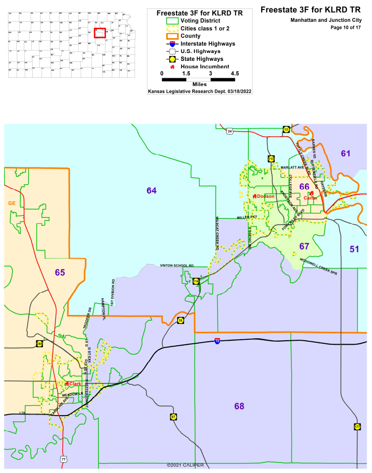 Manhattan and Junction City Detail of Kansas State House Map