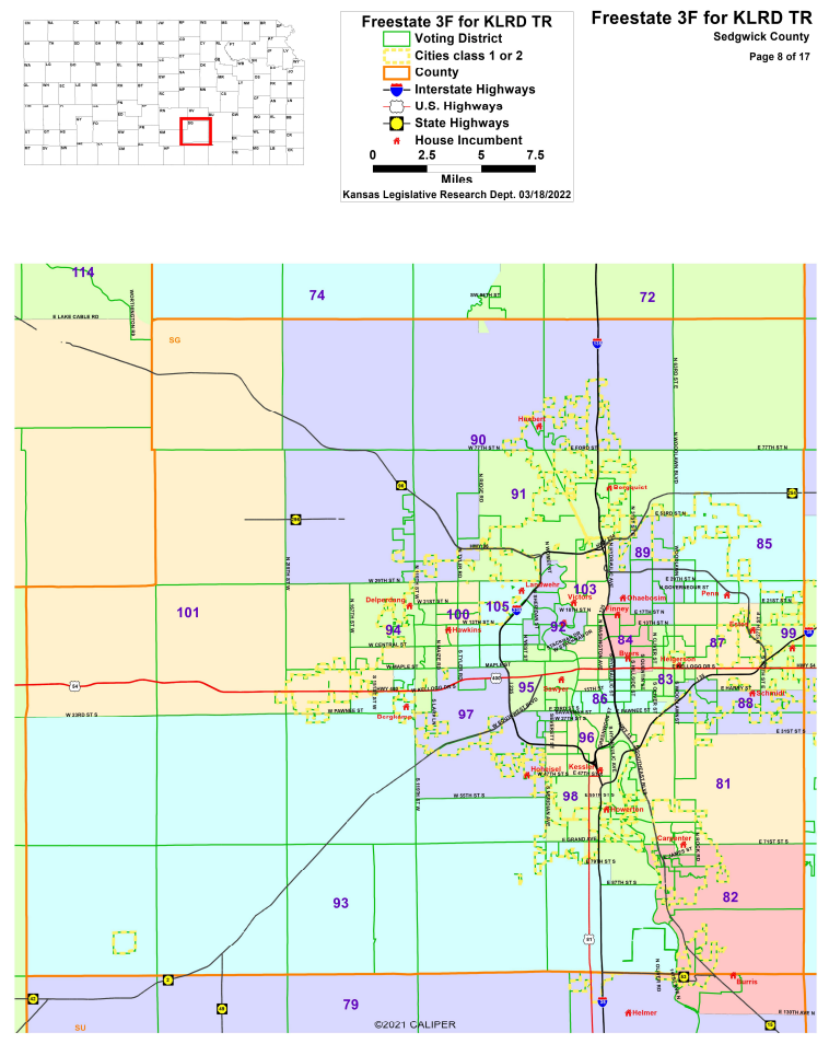 Sedgwick County Detail of Kansas State House Map