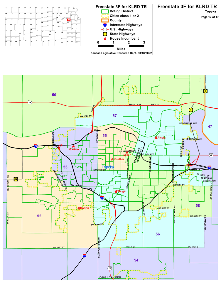 Topeka Detail of Kansas State House Map