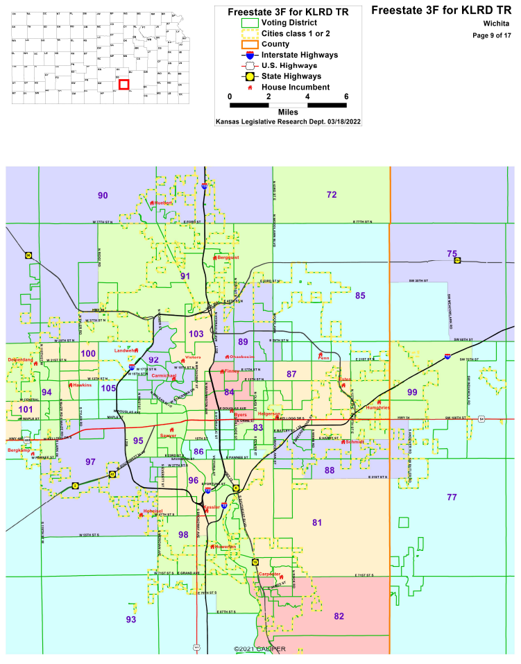 Wichita Detail of Kansas State House Map