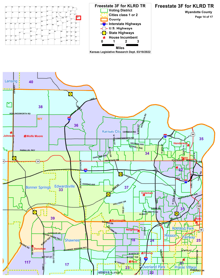Wyandotte County Detail of Kansas State House Map