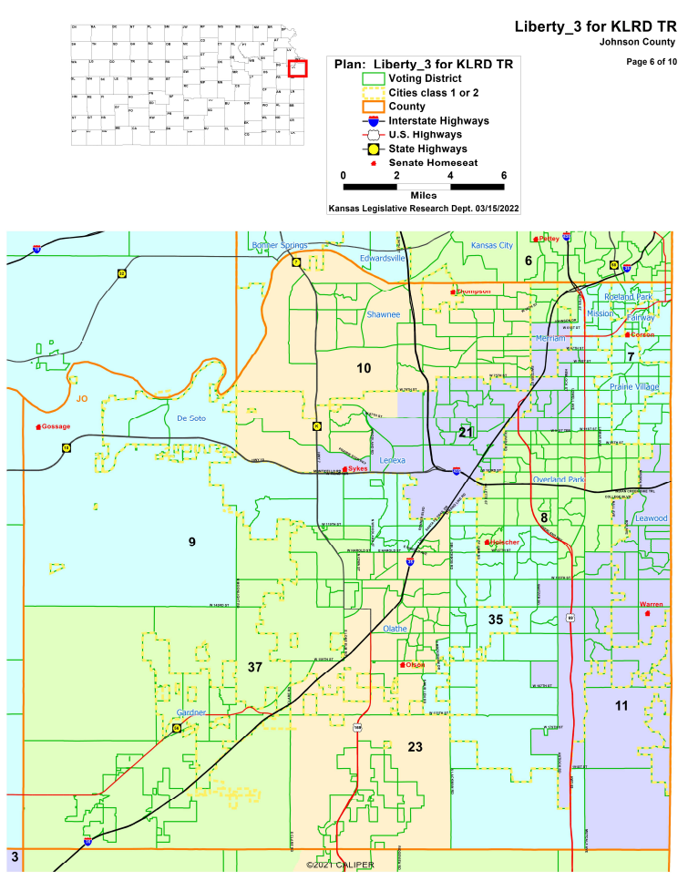 Johnson County Detail of Kansas State Senate Map