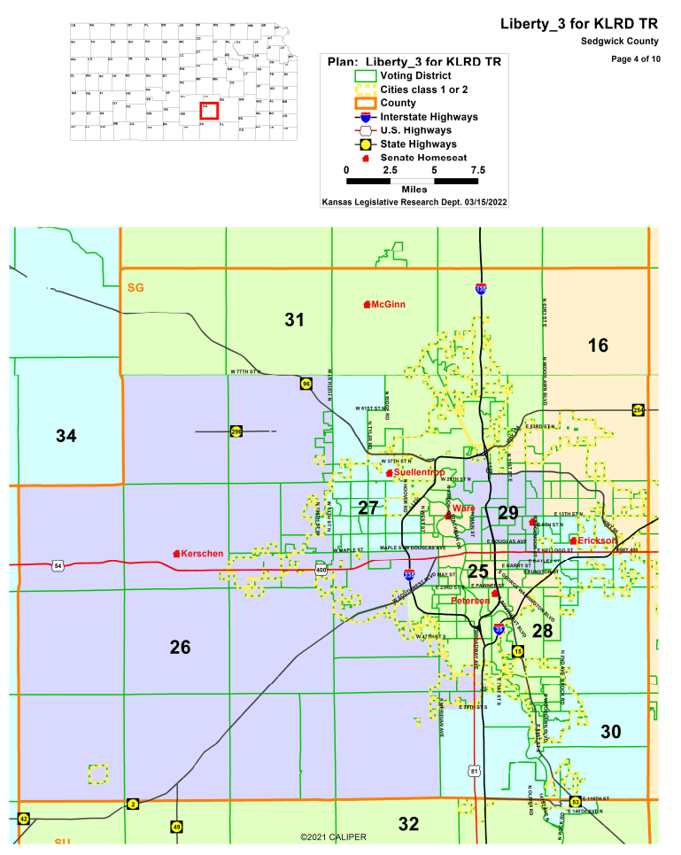 Sedgwick County Detail of Kansas State Senate Map