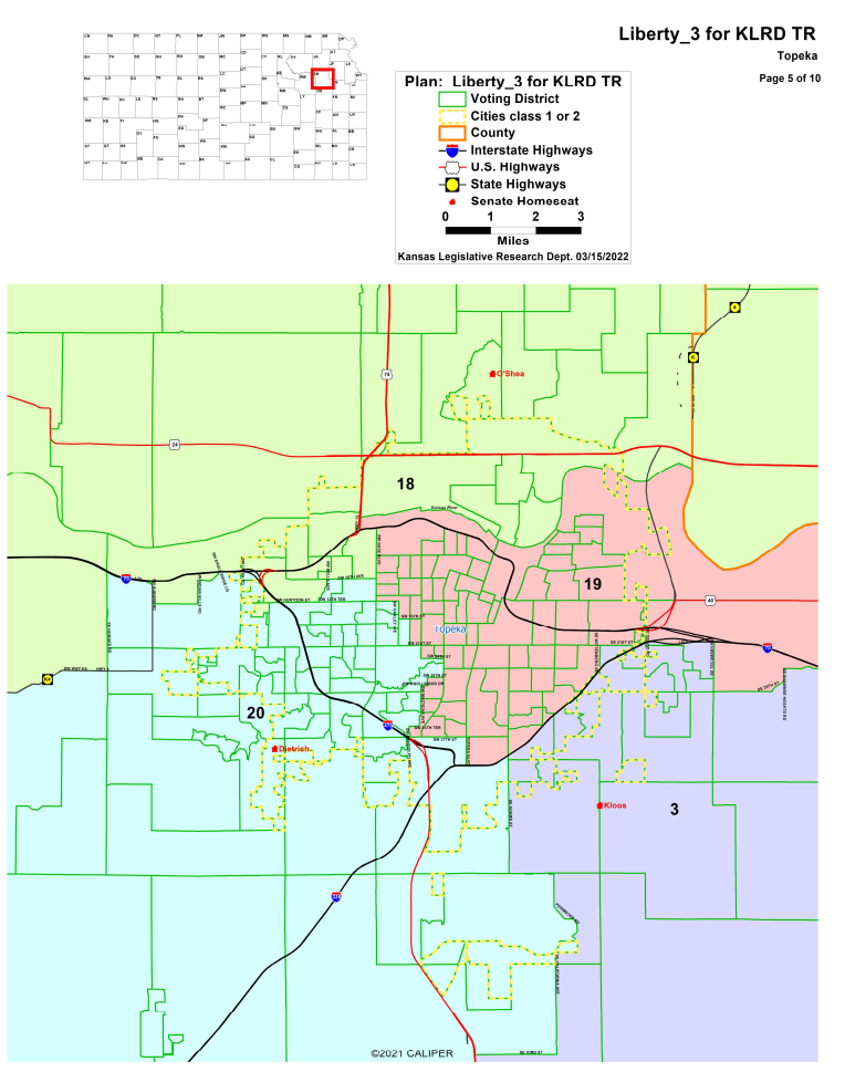 Topeka Detail of Kansas State Senate Map
