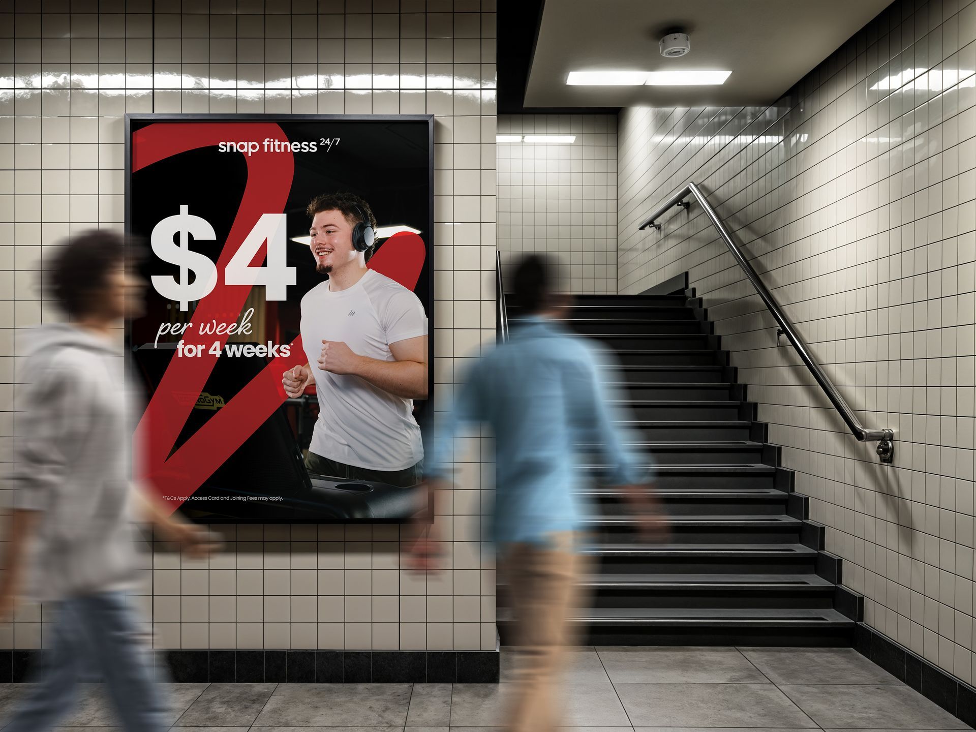 A poster for an open day at a gym with two women talking to each other.