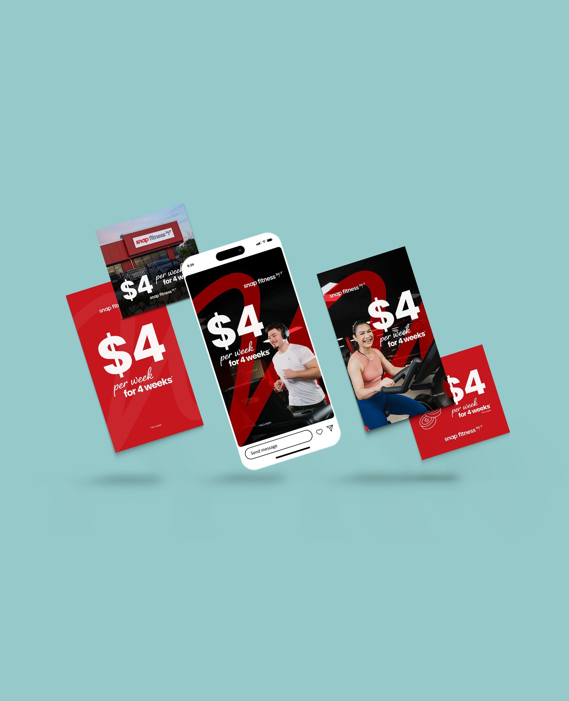 A cell phone and a brochure are sitting next to each other on a table.