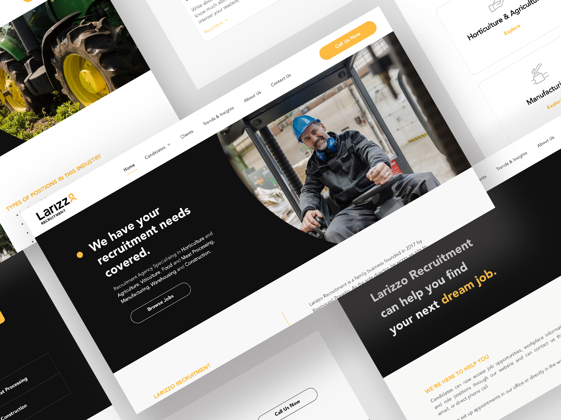 A man is driving a forklift on a website.