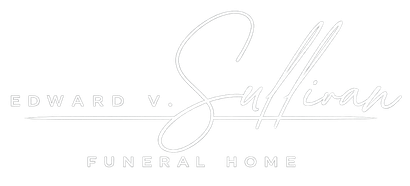 Elegant white logo reading &ldquo;Edward V. Sullivan&rdquo; with &ldquo;Funeral Home&rdquo; underneath.