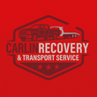 The logo for carlin recovery and transport service shows a truck towing a car.