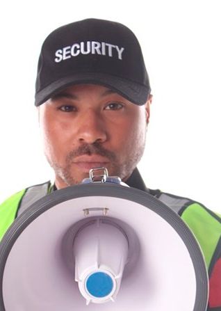 armed security guard at office building in Washington dc
