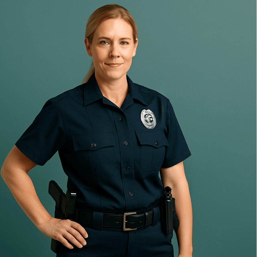 armed uniformed female security guard from urgent security & fire watch