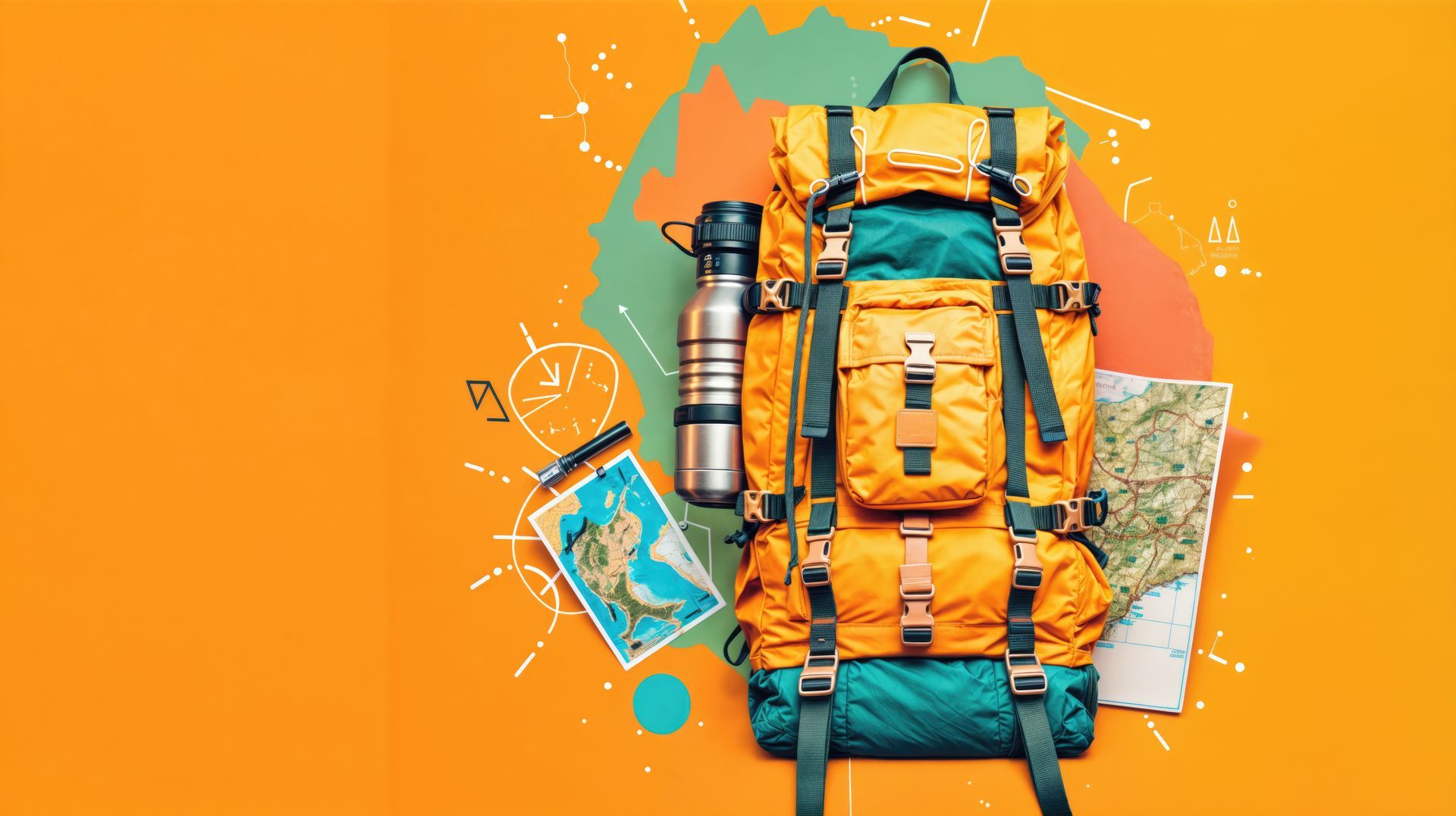 Weekend camping essentials — hiking backpack packed for an outdoor trip