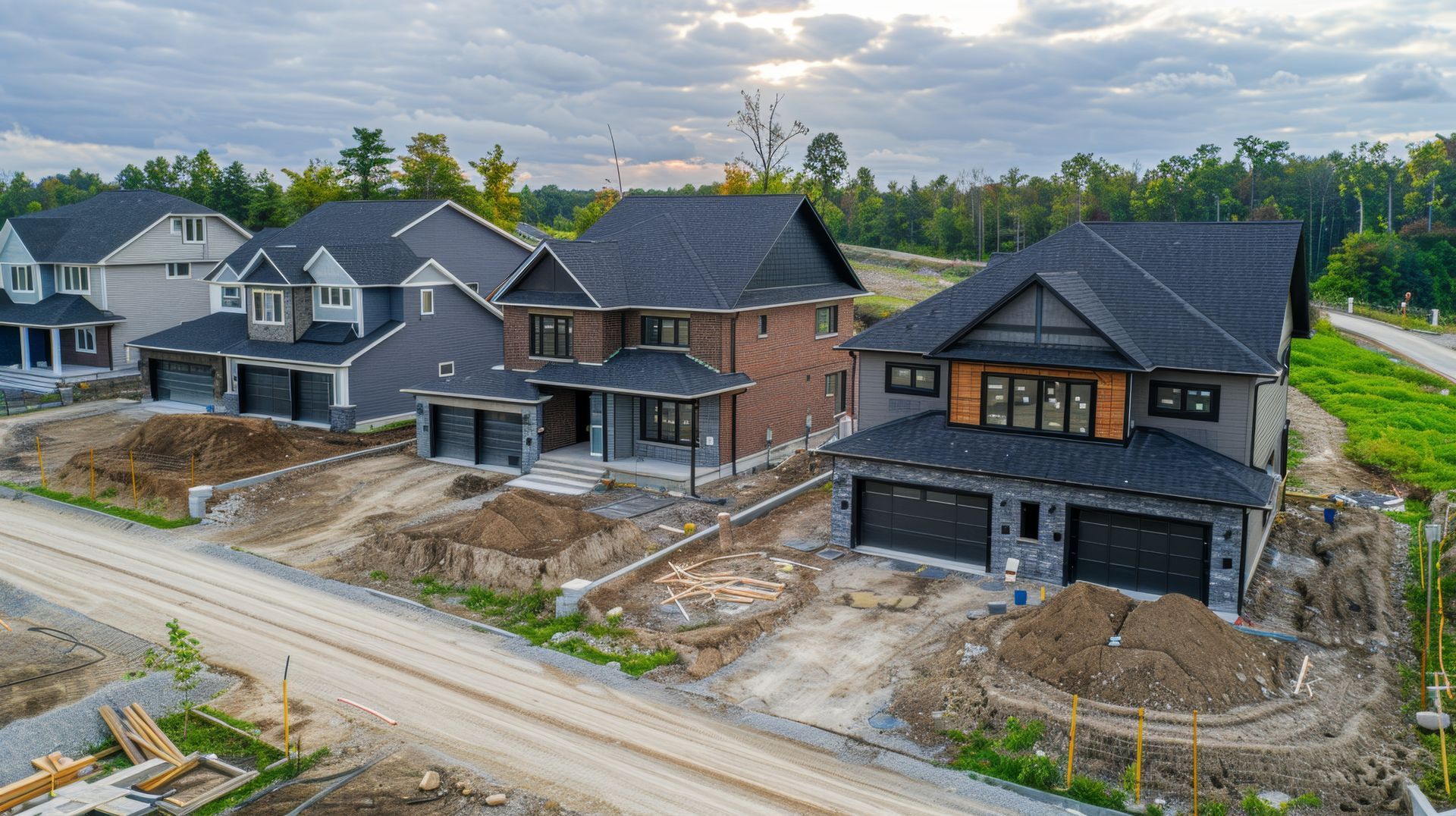 Une vue aérienne d'un quartier résidentiel en construction.