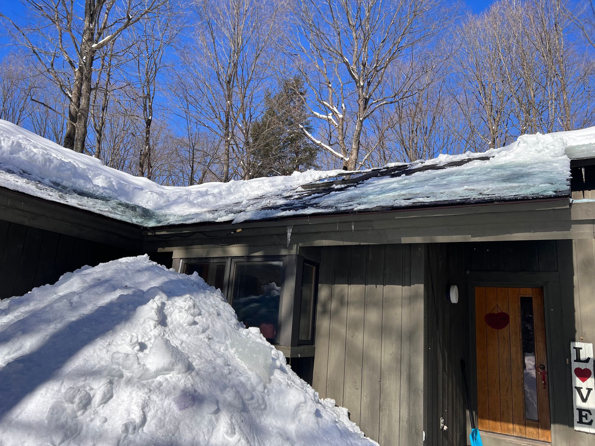 Snow dam removal progress in Gaylord, MI.