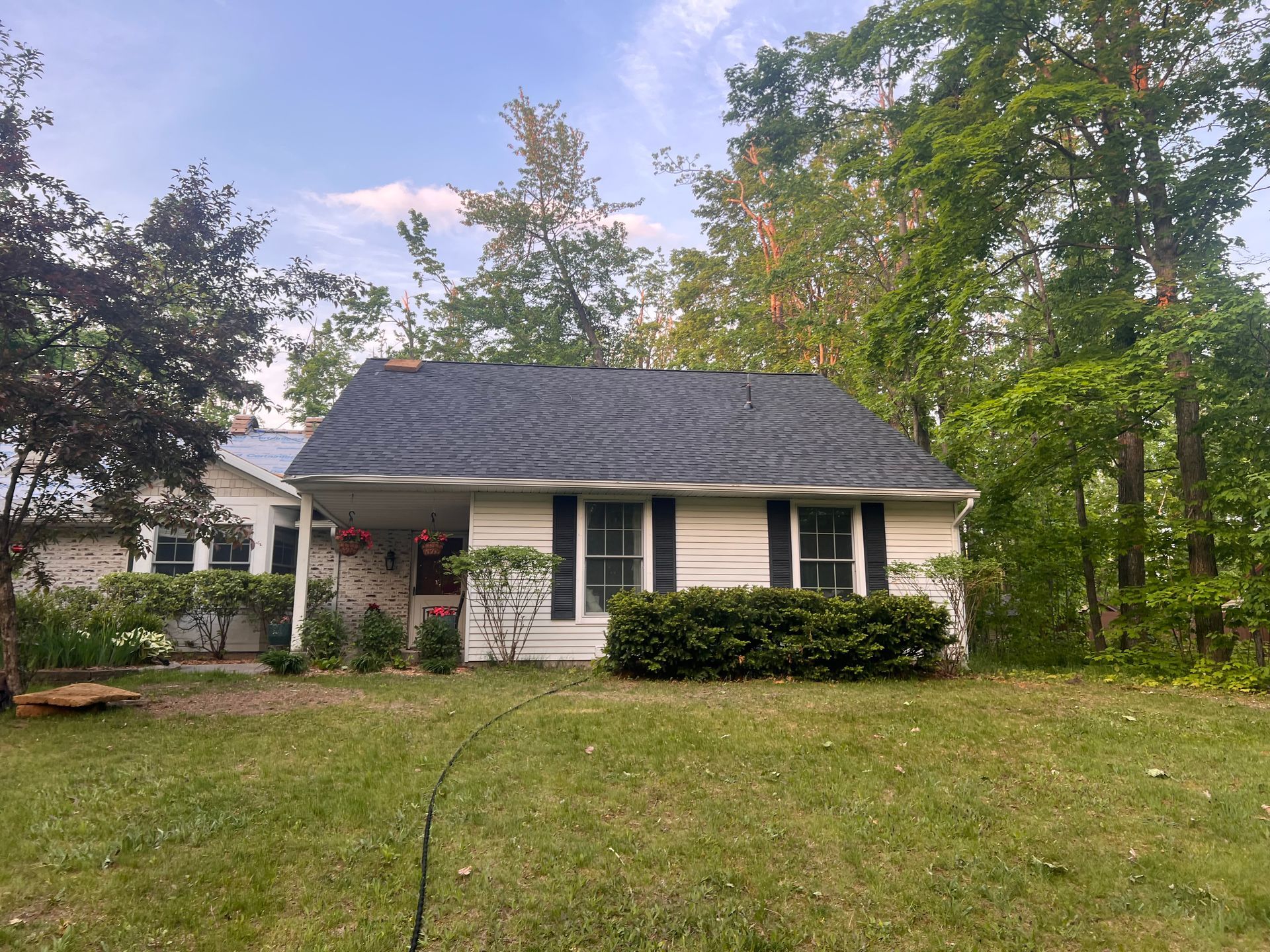 Completed residential asphalt shingle roof replacement in Gaylord, MI