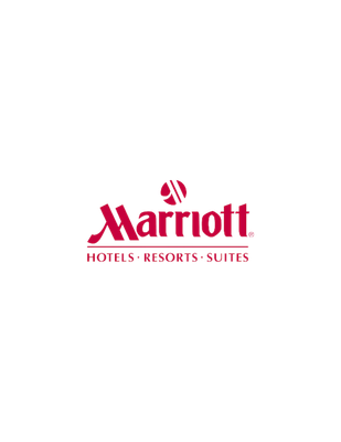 Marriott Hotels logo in maroon, with the word "Marriott" above the words "Hotels · Resorts · Suites".