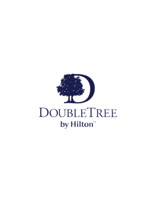 DoubleTree by Hilton logo: a dark blue tree inside a blue "D". Text reads "DOUBLETREE by Hilton".