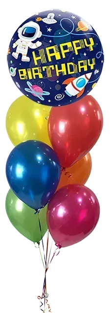 A balloon bouquet with a 