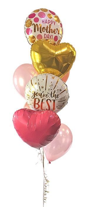 A bouquet of balloons for Mother's Day, with a