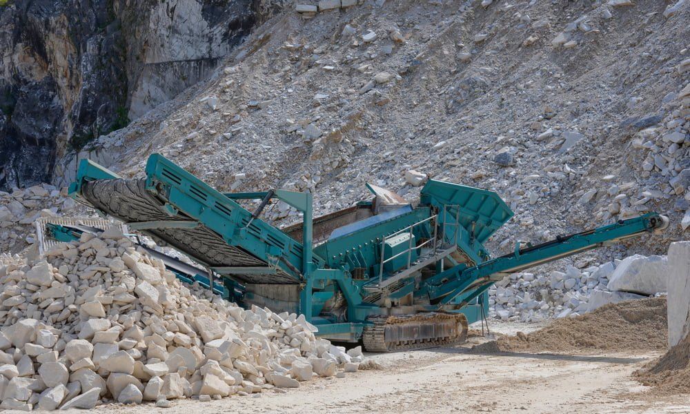 Mobile Gravel Crusher In A Marble Quarry — Construction Supplies in Rockhampton, QLD