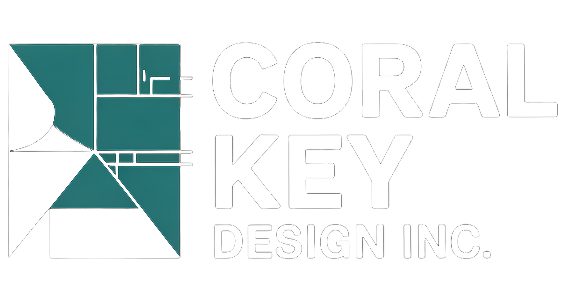 Logo of Coral Key Design Inc. with a teal abstract geometric shape and white text.