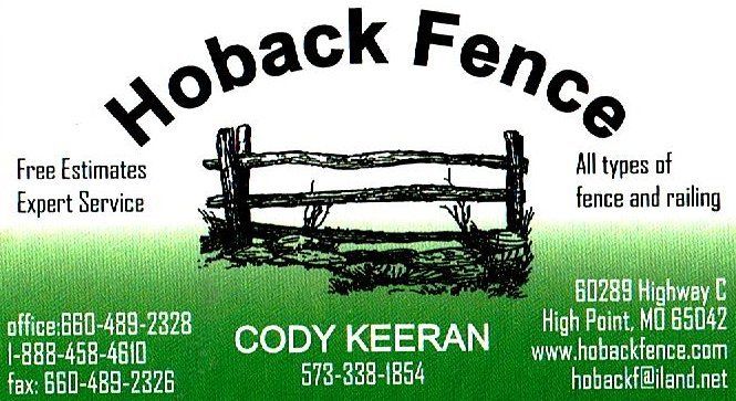 hoback fence business card