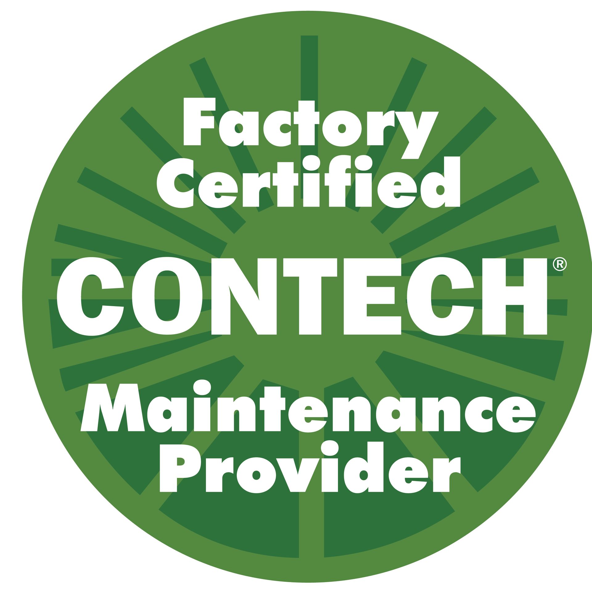 A green circle that says factory certified contech maintenance provider