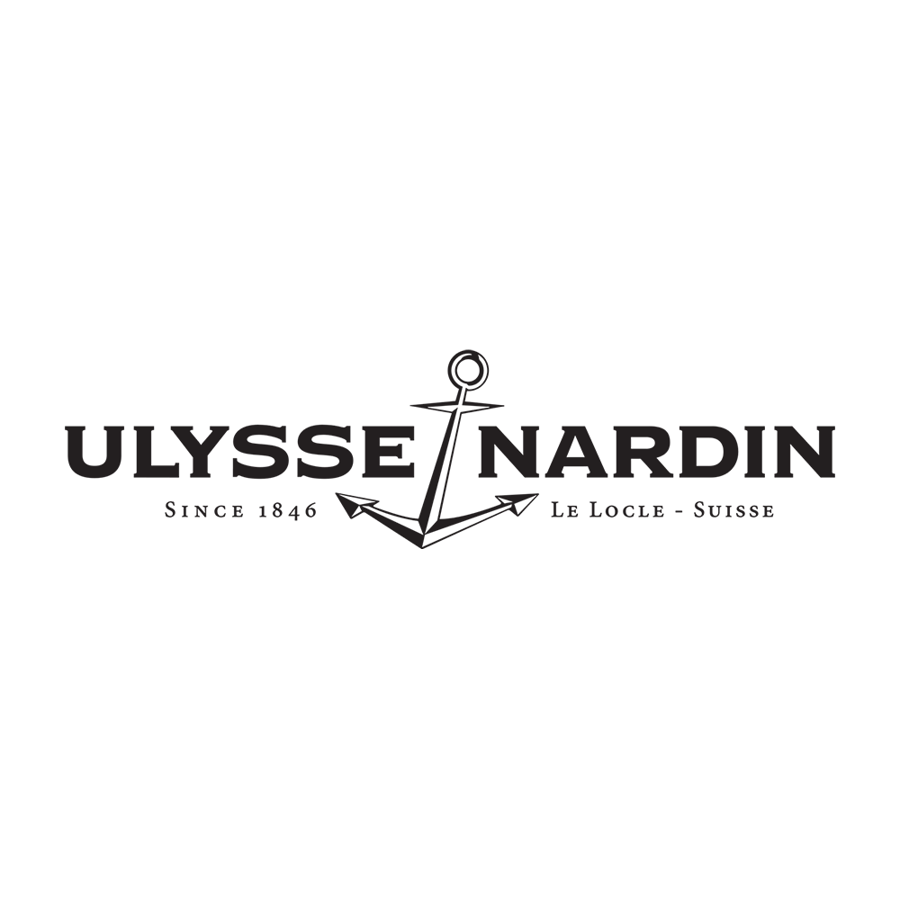 Ulysse Nardin logo with anchor symbol, text 