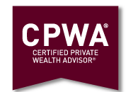 CPWA Certified Private Wealth Advisor logo in white on a burgundy background