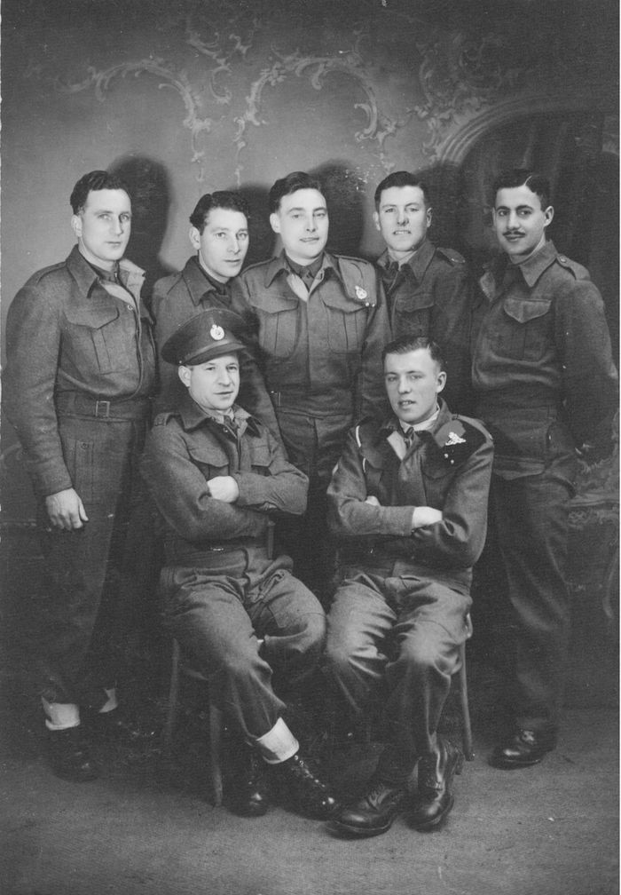 E606 Jagerndorf POWs, Alec, back right, Birch, seated right, Bernie Dynes back left, summer 1944