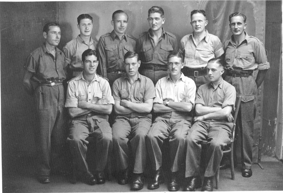E606 Jagerndorf POWs, Bob Hawthorn seated second right, summer 1944