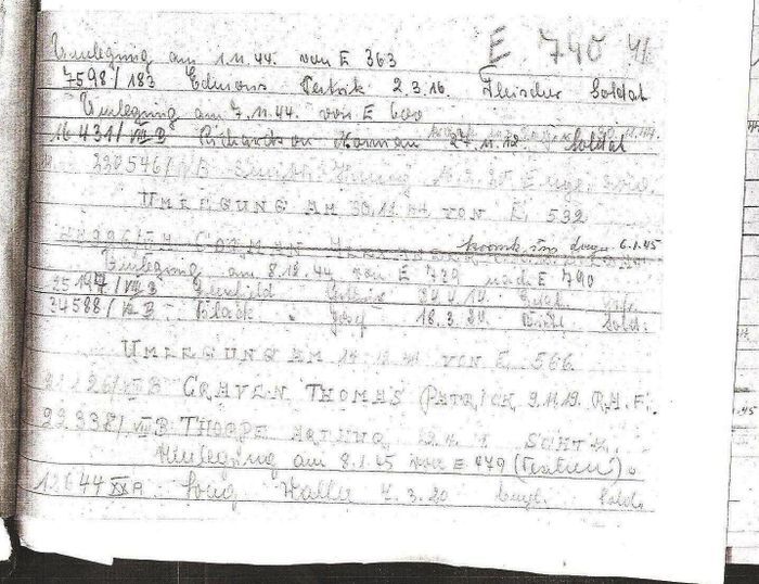 E790 Gurschdorf POW transfer list Nov 1944-Jan 1945
