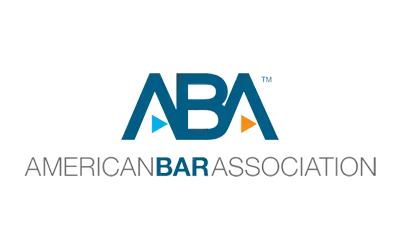 The logo for the american bar association is blue and white.