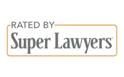 The logo for super lawyers is rated by super lawyers.
