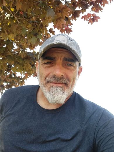 A person is watering a plant with a hose.