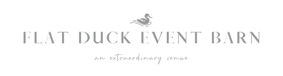 FIAT DUCK EVENT BARN logo in gray with a duck silhouette and small script tagline on white background