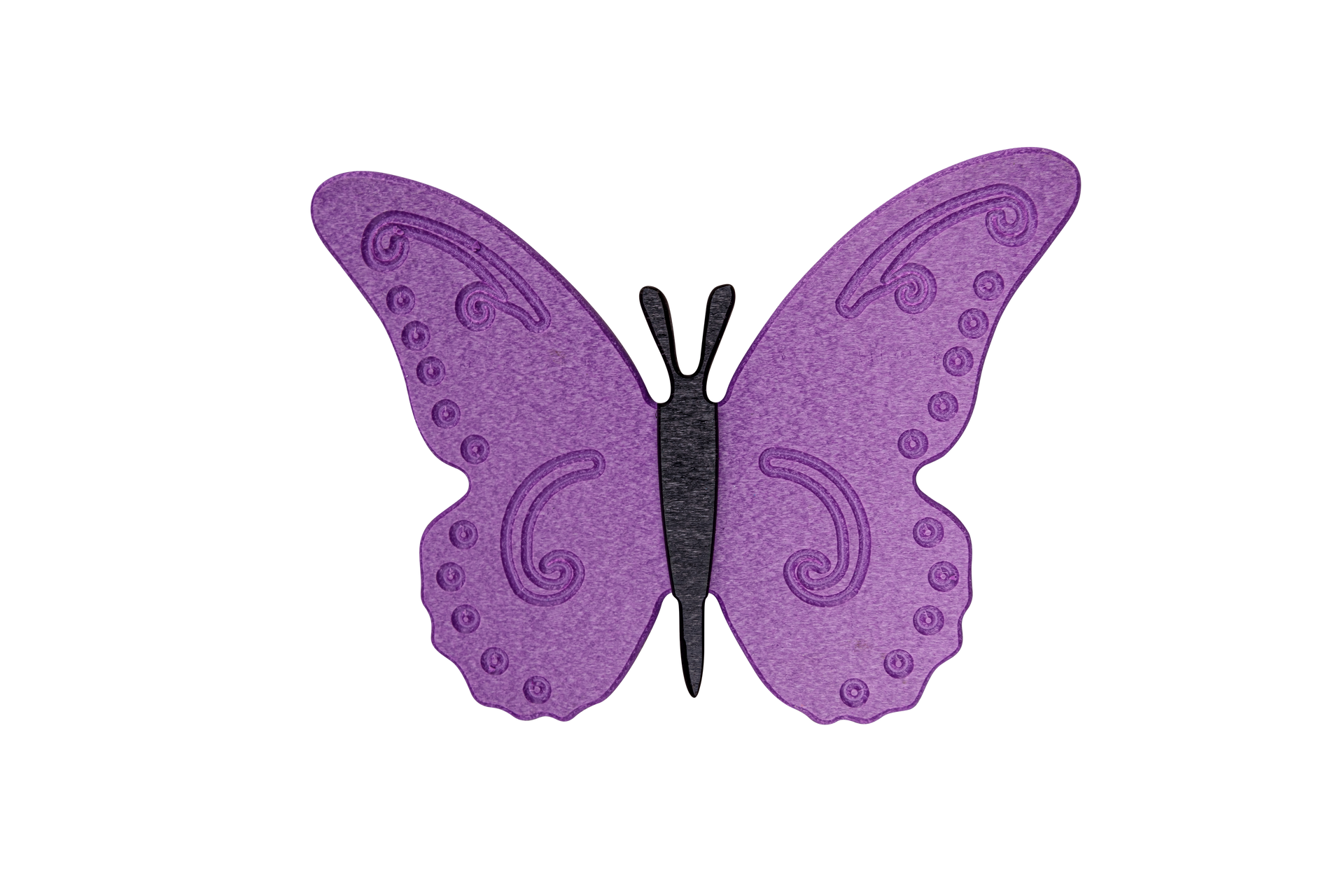 Monarch butterflies with orange and black wings on purple flower blooms.