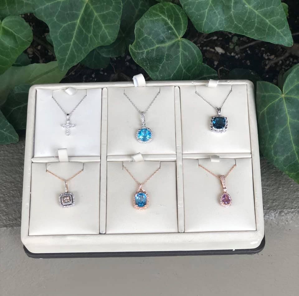 Display of necklaces