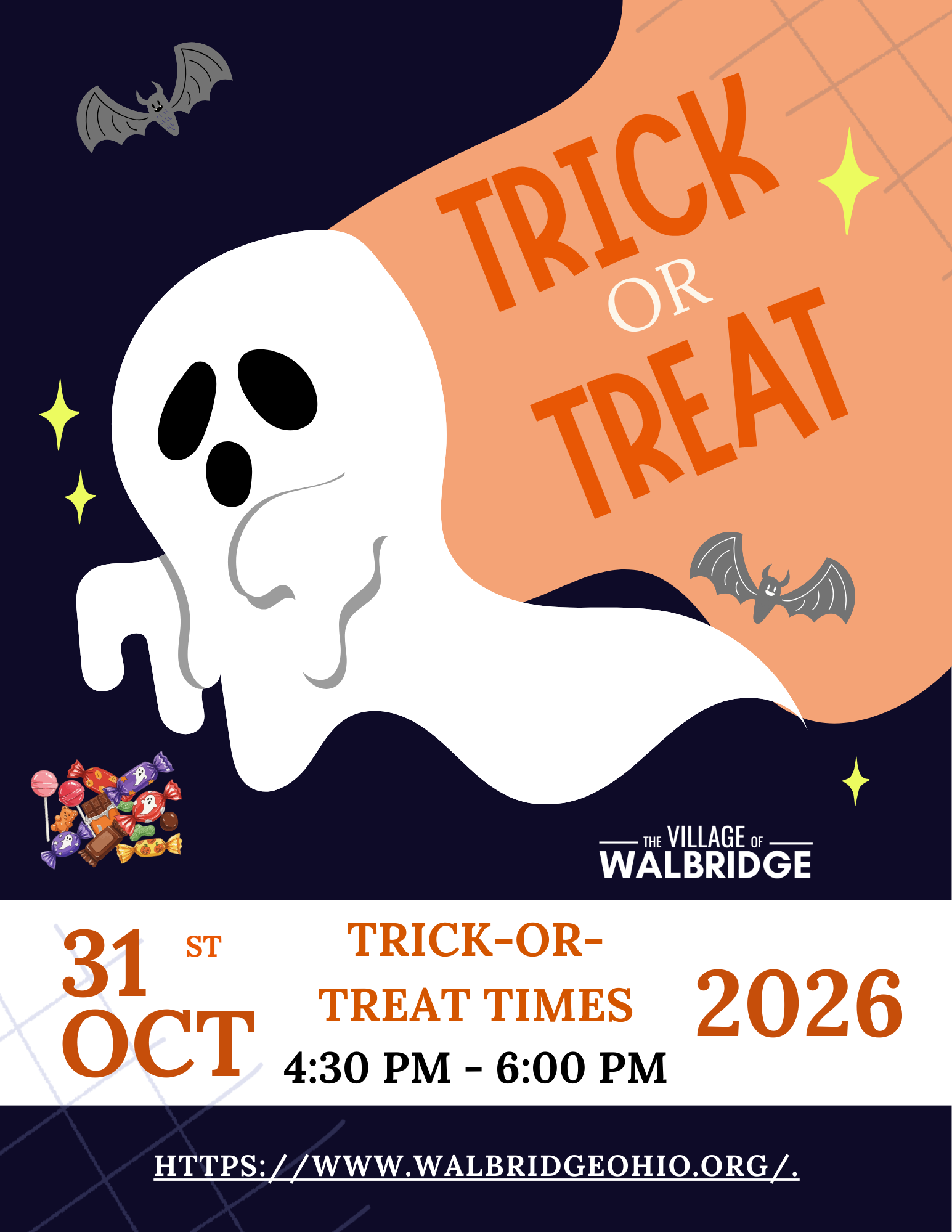 2026 Walbridge Trick-or-Treat Time for Halloween - Saturday, Oct 31, 2026 4:30 PM - 6:00 PM