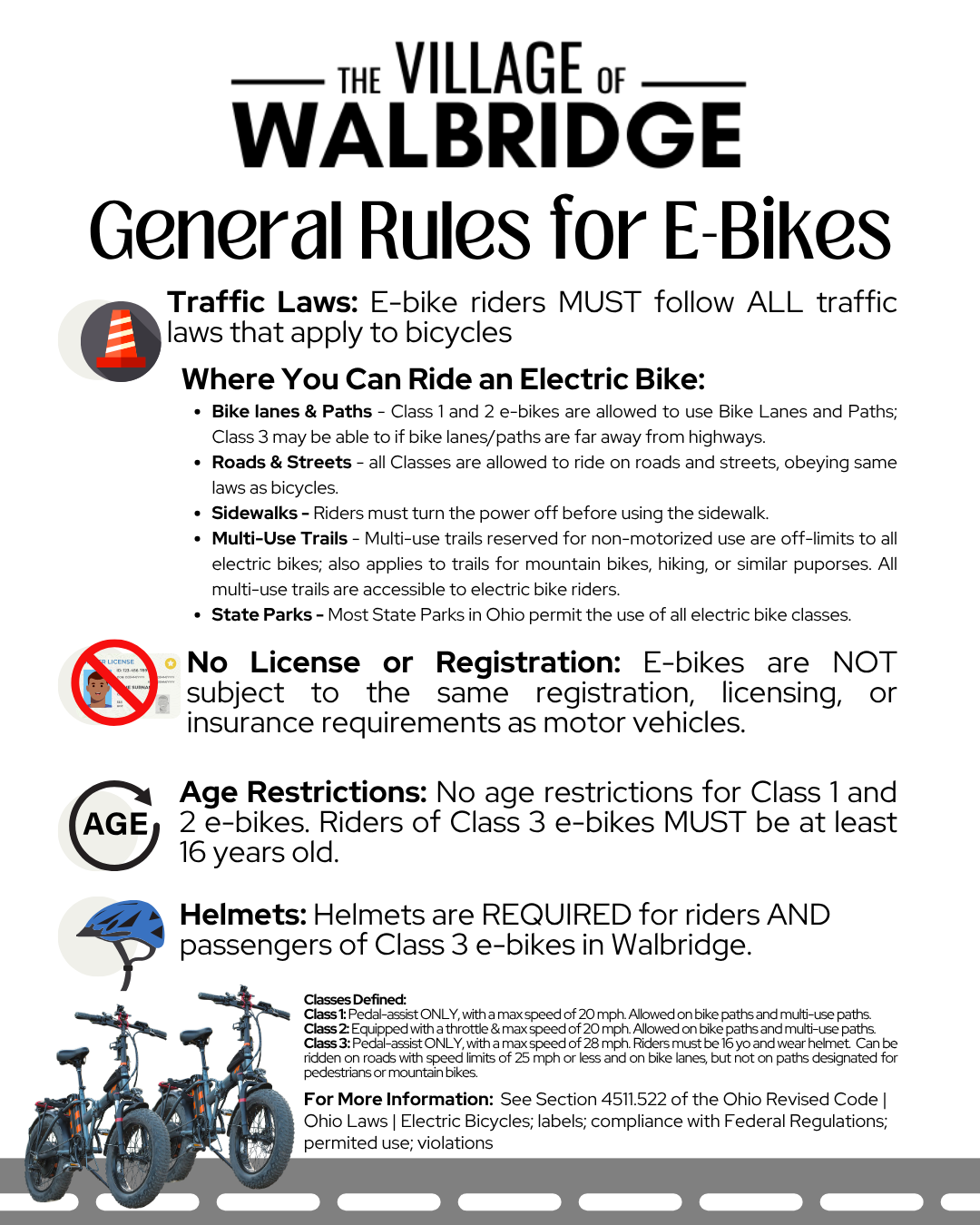 General Rules for eBikes in Walbridge