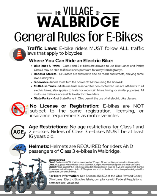 General Rules for EBikes in Walbridge
