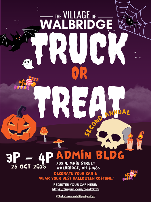 We had SUCH a great event last year - we are BRINGING back the BEST PART - TRUNK-or-TREAT!  Join the Village Team as we host a great Trunk-or-Treat in the back parking lot of the Admin building on Saturday, October 25, 2025 from 3:00 PM - 4:00 PM.  Don't forget to REGISTER YOUR CAR at https://tinyurl.com/treat2025 - and let's get together and have a great event for our community kids with decorations and CANDY! See you there!