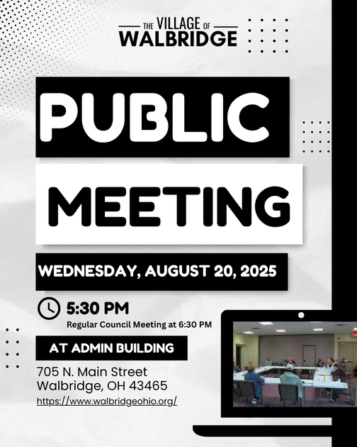 Public Meeting - Wednesday, August 20, 2025 at 5:30 PM - at Admin Building