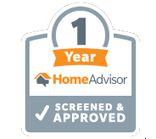A sticker that says `` 1 year home advisor screened and approved ''.