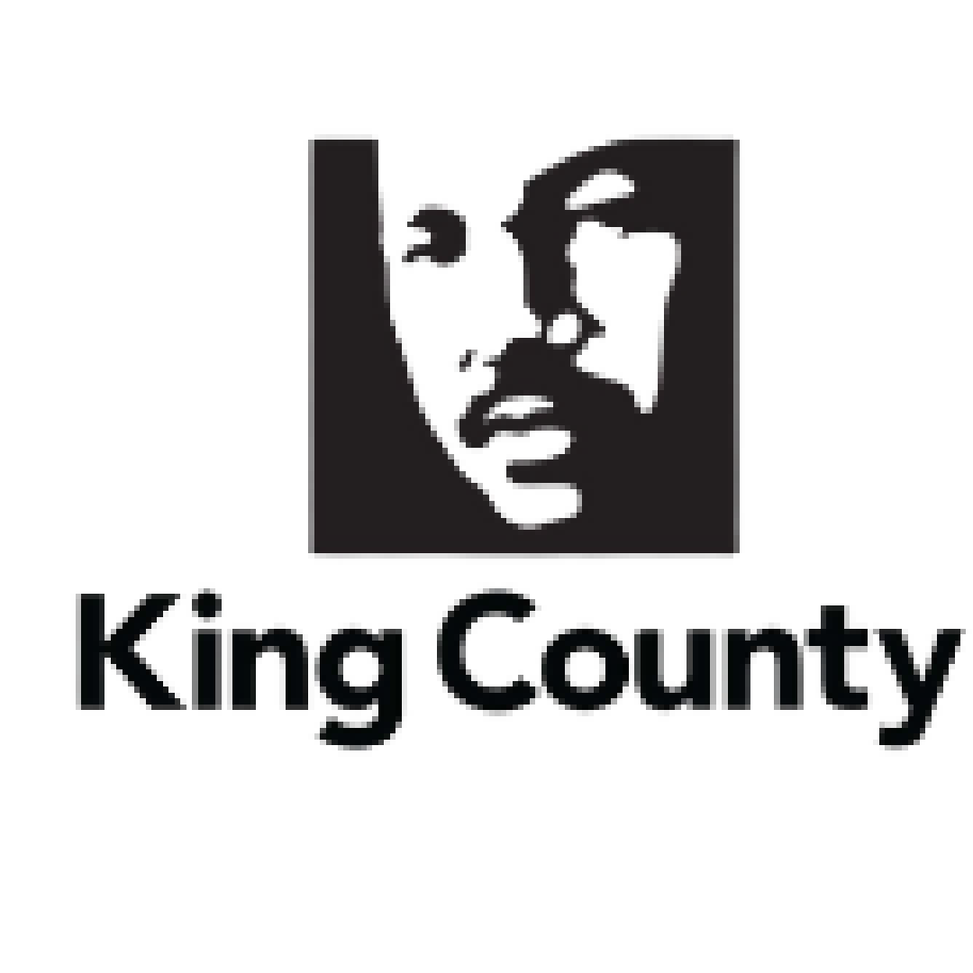 The logo for king county shows a man 's face in a square.