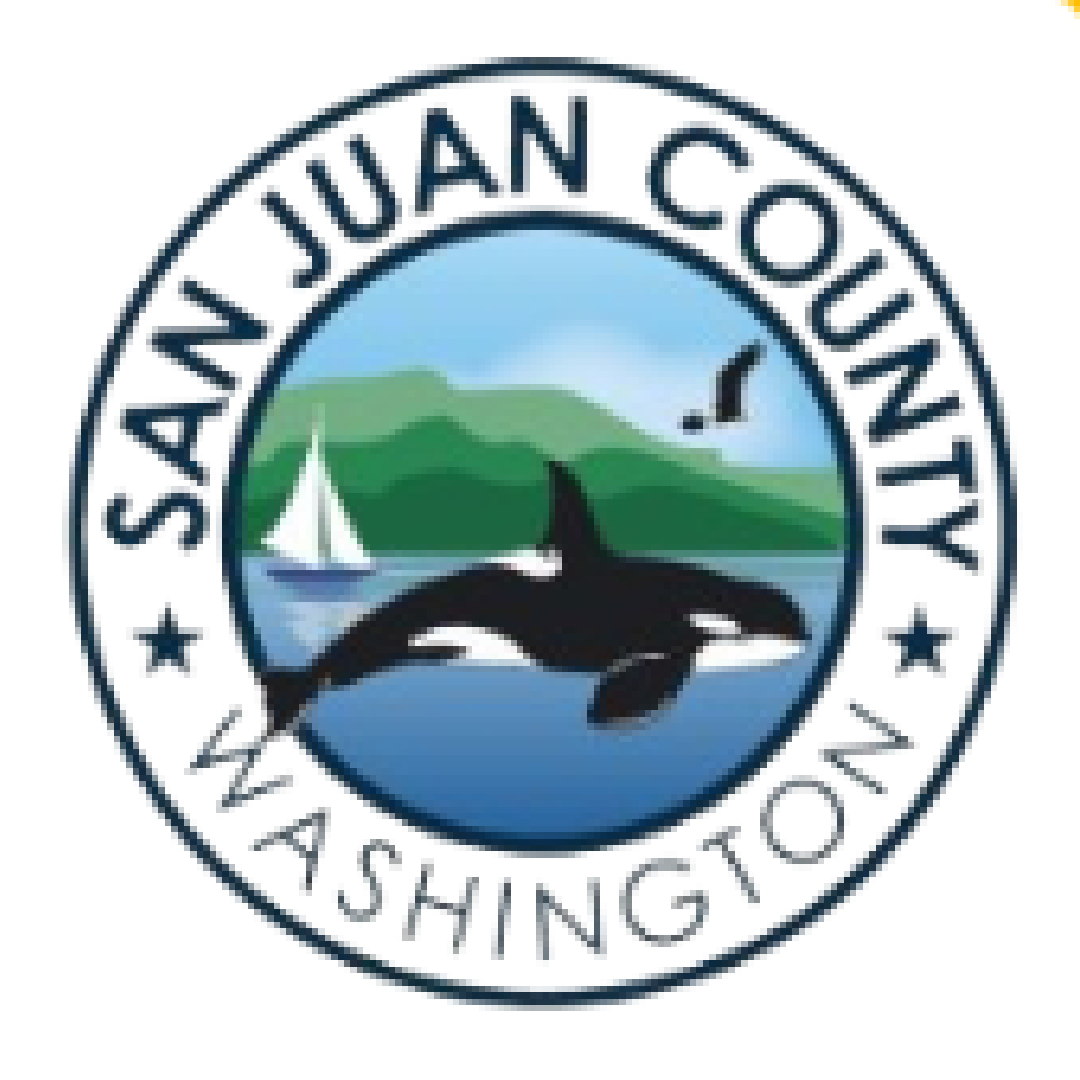 The logo for san juan county washington shows a whale and a sailboat