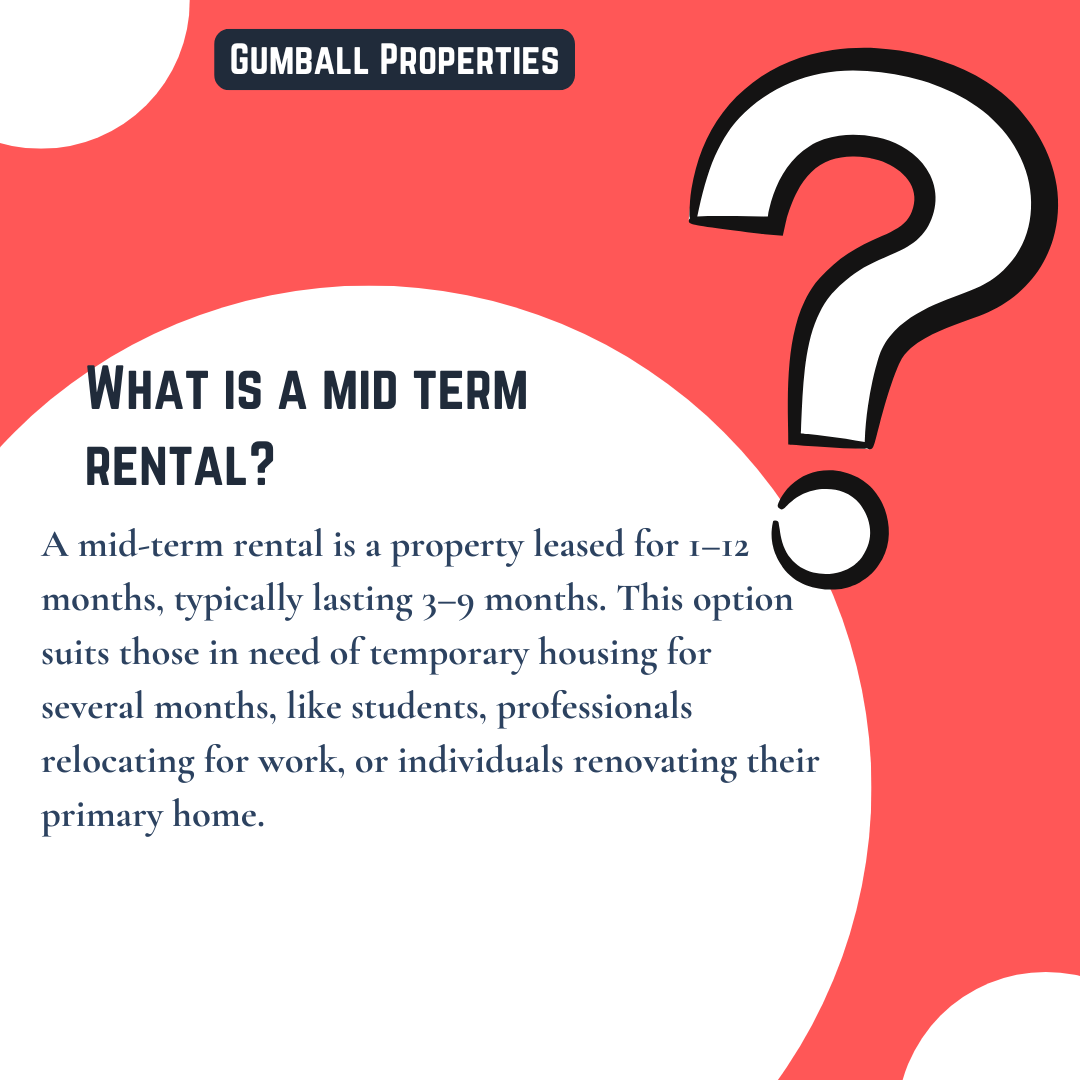 A red circle with a question mark on it that says what is a mid term rental