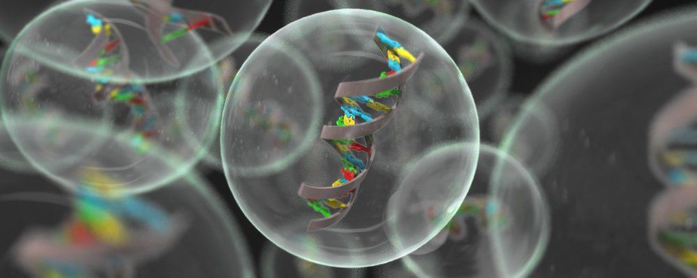 DNA in bubble 3d model illustration biotechnology
