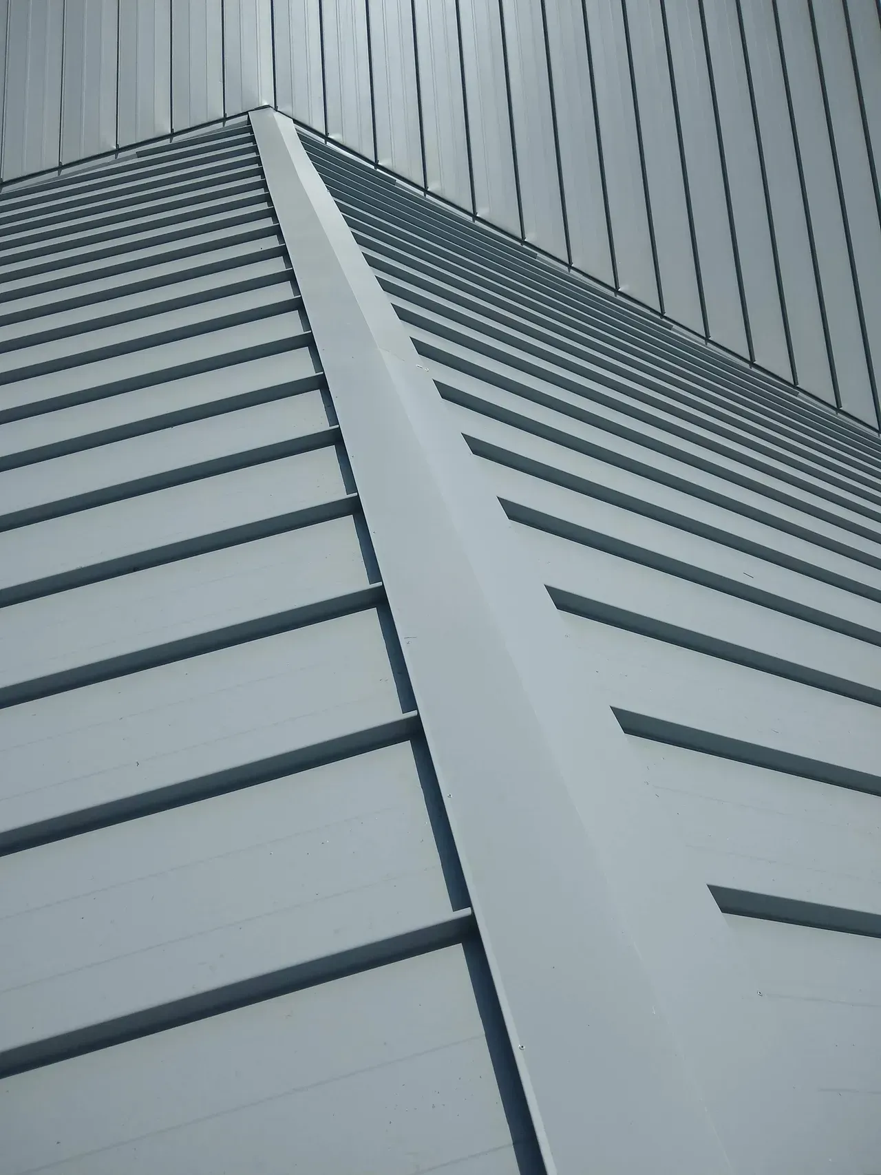 Looking up at the roof of a building