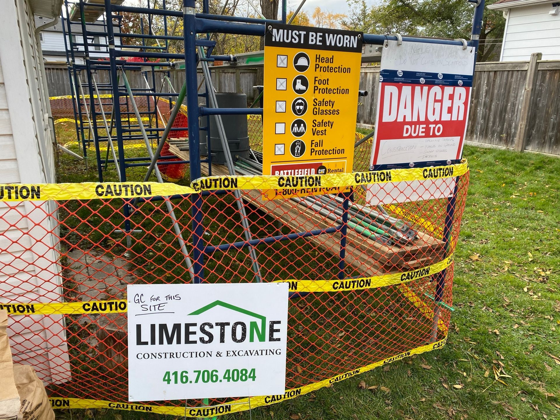 a fence with a sign that says limestone on it